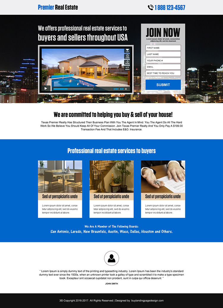 premier real estate lead capturing landing page