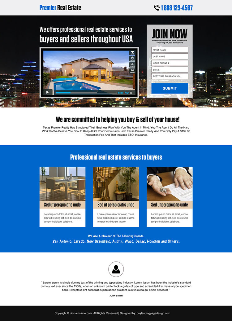 premier real estate responsive landing page design