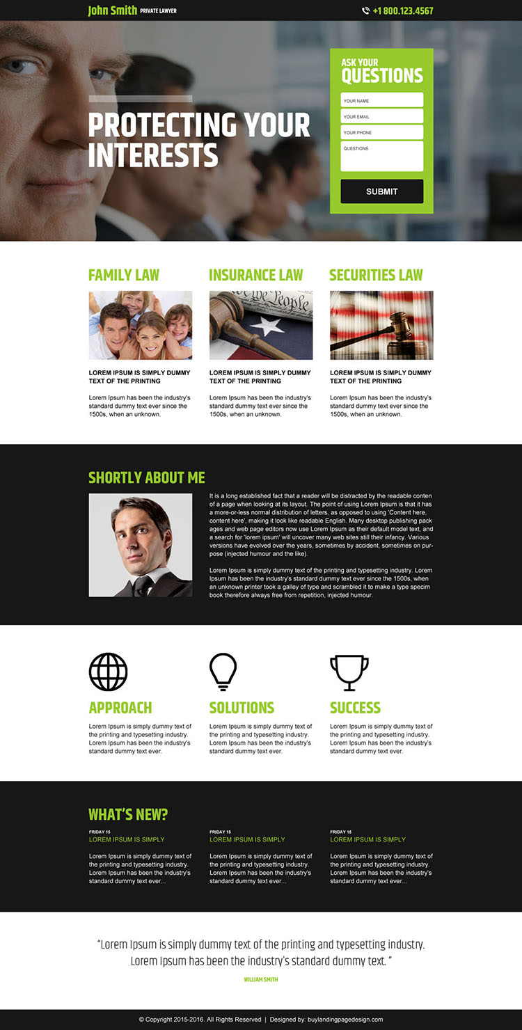 private lawyer lead capture landing page design