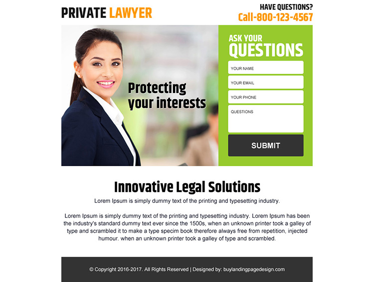 private lawyer lead generating ppv landing page design