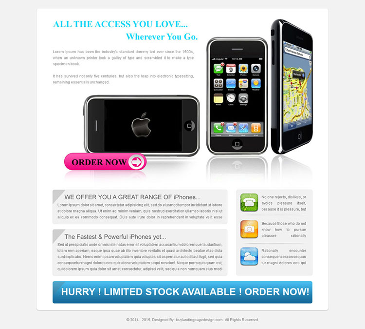 product review landing page design templates for iphone