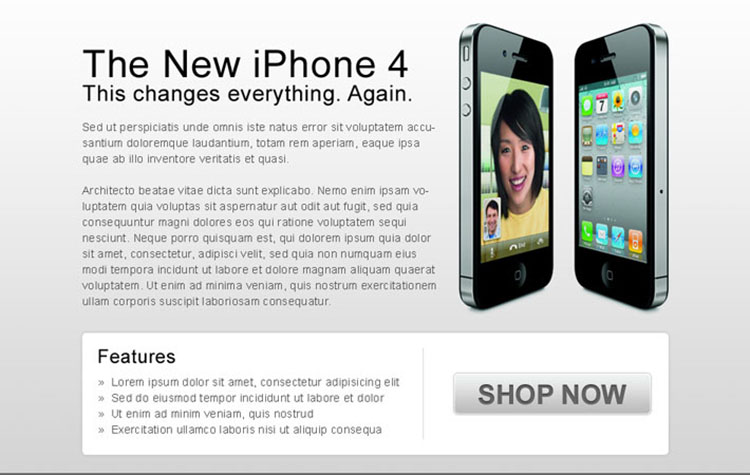 clean and effective i-phone 4 buy now ppv landing page design