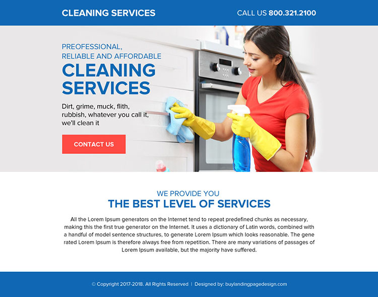 professional cleaning services ppv landing page design