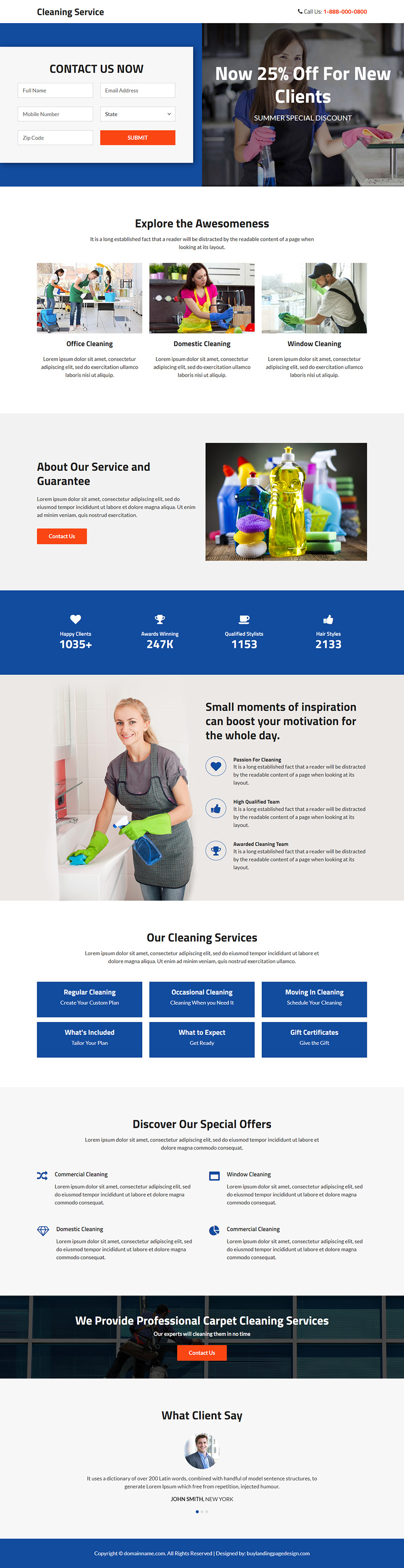 professional cleaning service responsive landing page