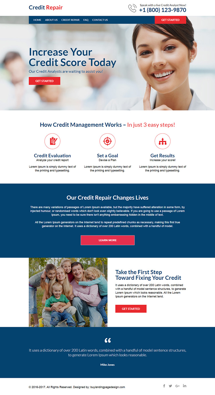 professional credit repair responsive website design