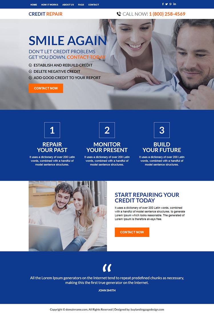 professional credit repair sign up capturing responsive website design