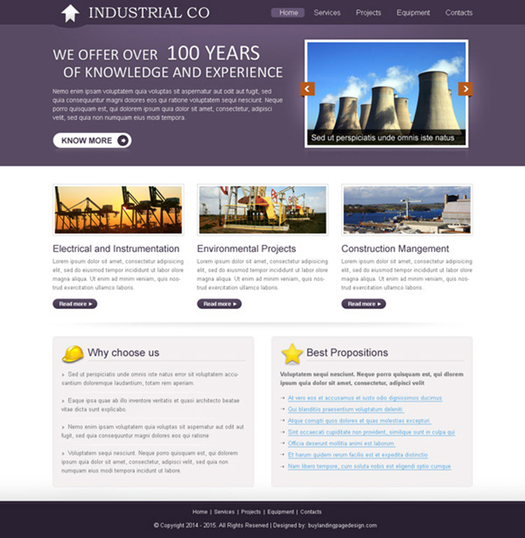 professional and informative industrial design psd for creating website