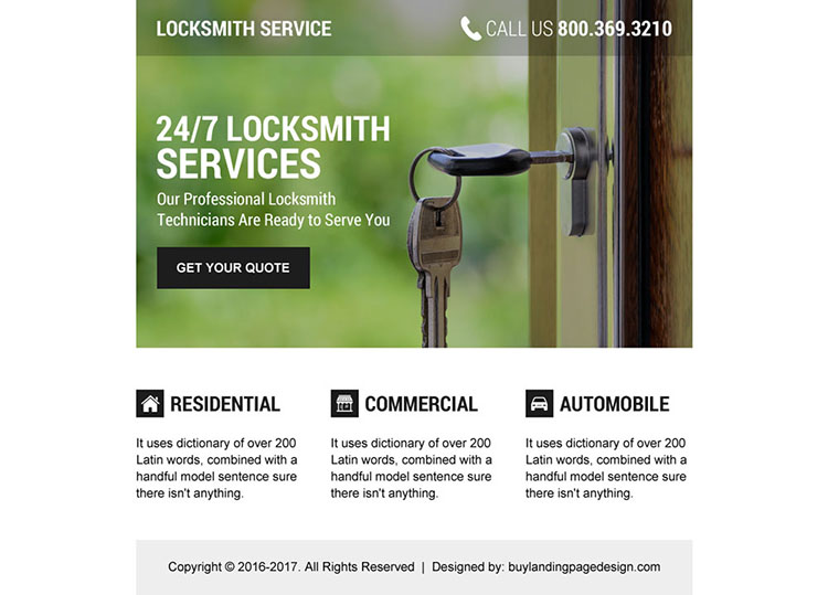 professional locksmith technicians ppv landing page design