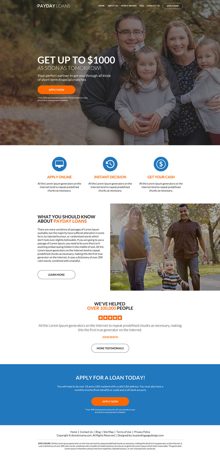 professional payday loan responsive website design