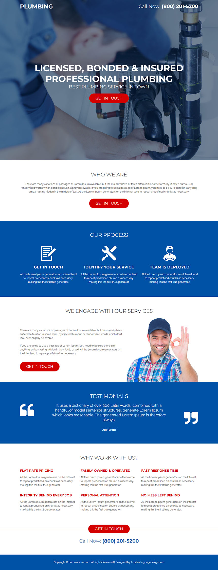 professional plumbing repair service lead capture landing page