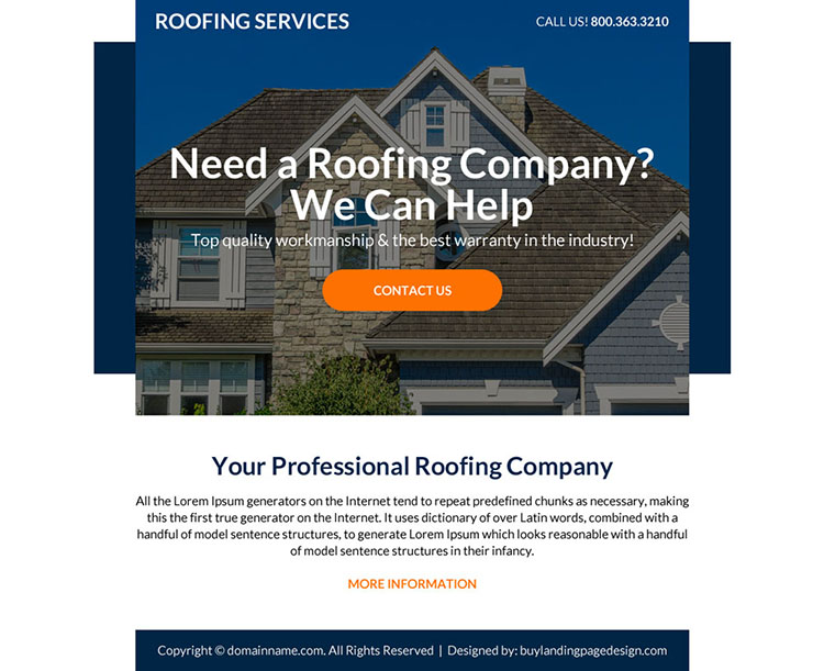 professional roofing services ppv landing page