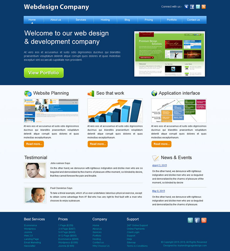 professional website template design company psd for sale
