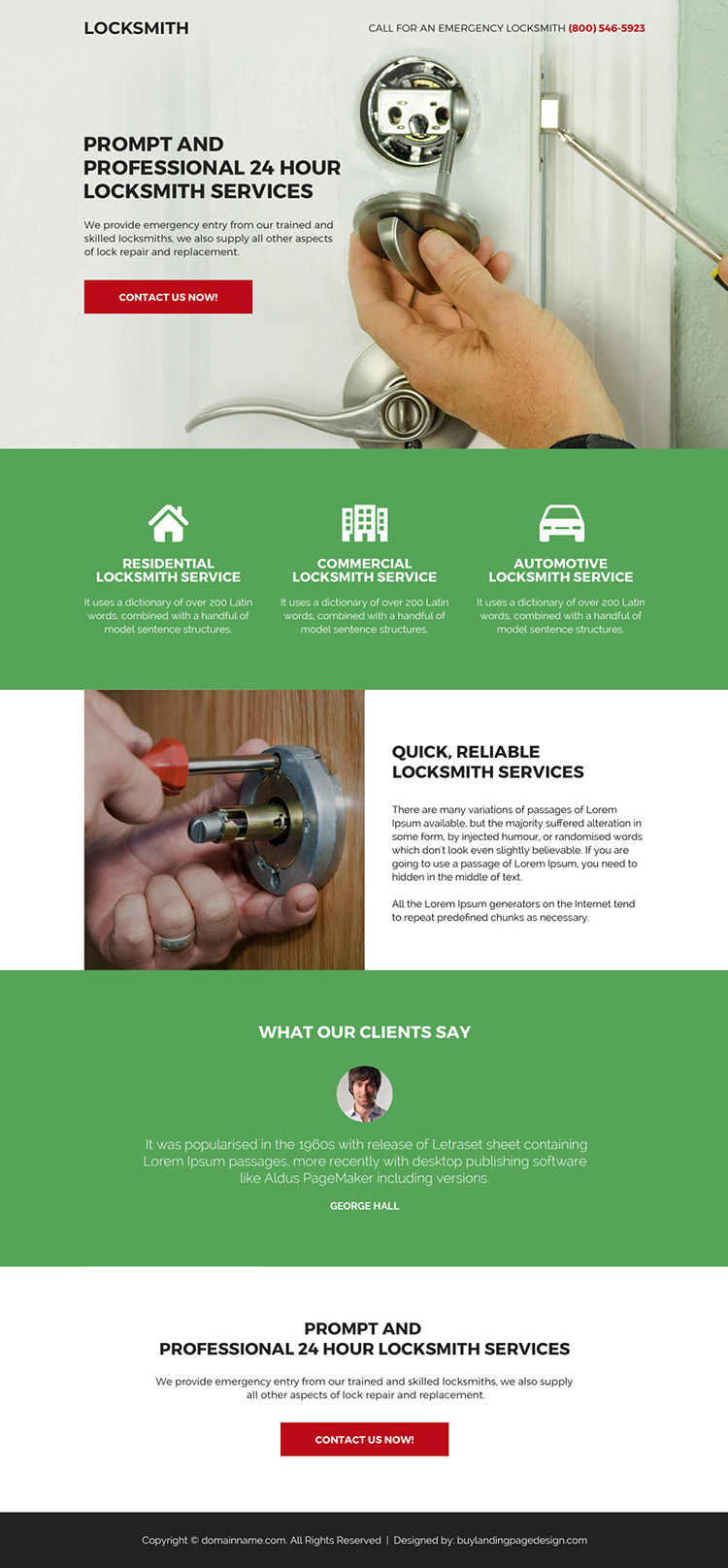 professional locksmith service bootstrap landing page