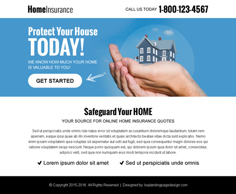 protect your home with insurance ppv landing page design