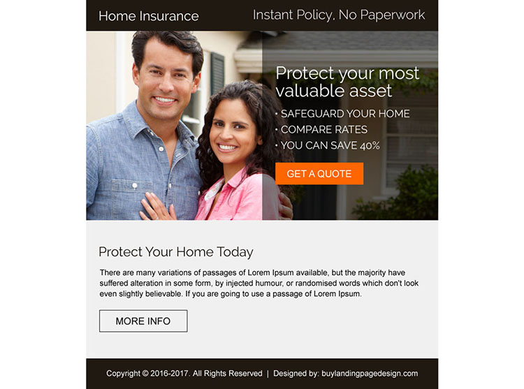 professional home insurance strong call to action ppv landing page