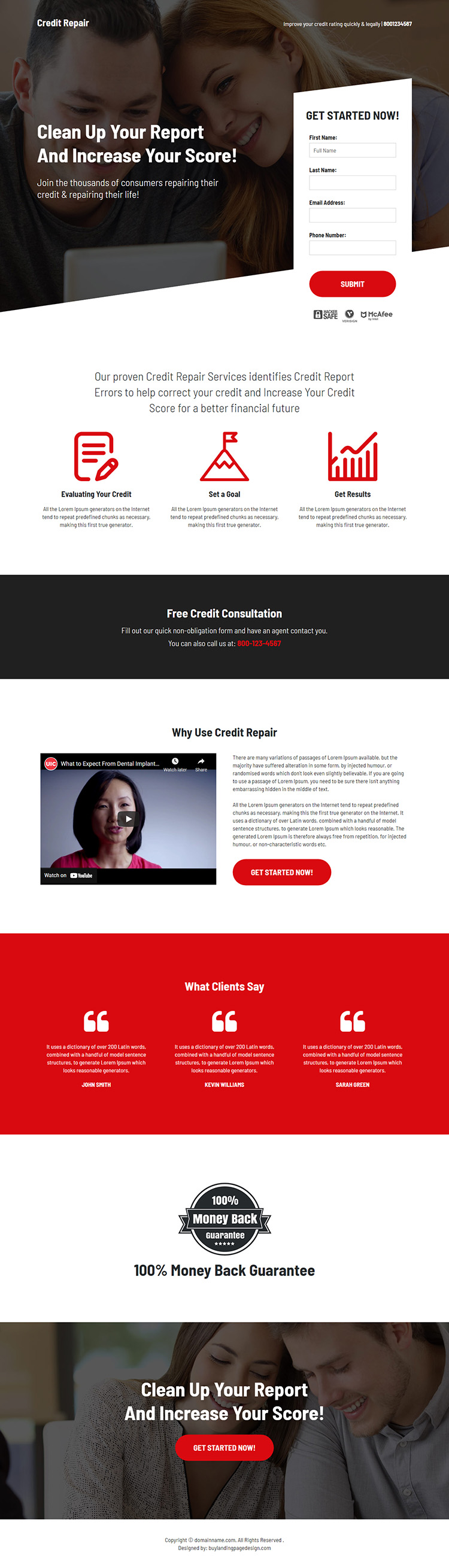 bad credit repair and restoration consultation landing page