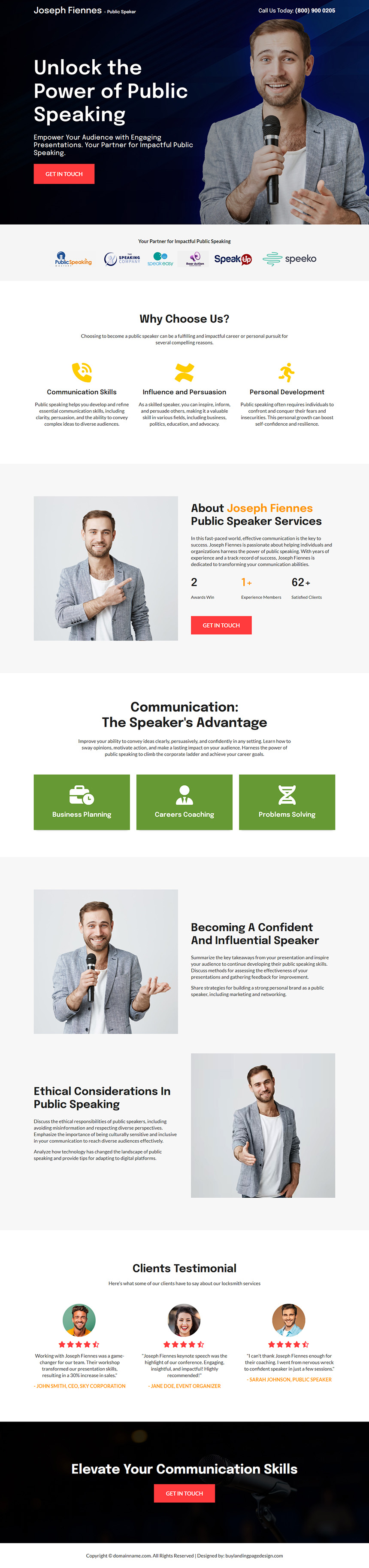 public speaker lead capture responsive landing page