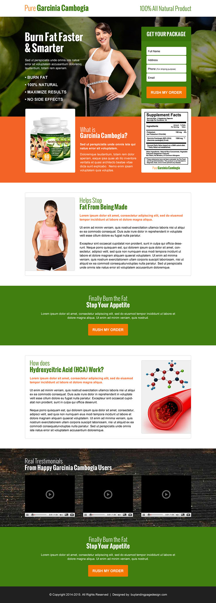 converting pure garcinia cambogia product lead capture landing page design