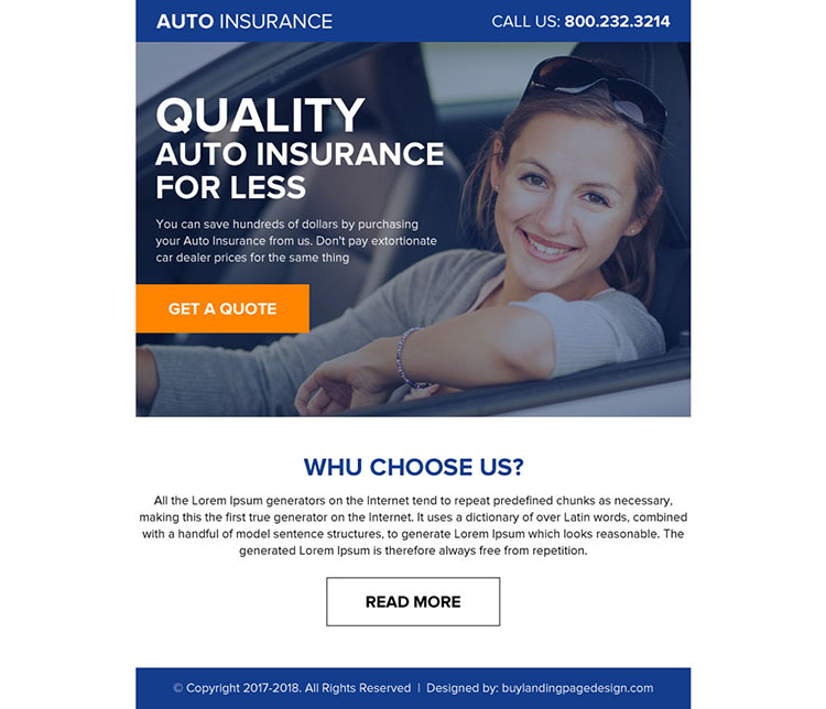 quality auto insurance ppv landing page design