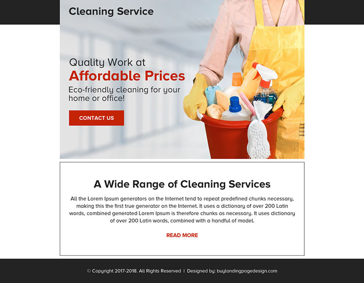 quality cleaning service contact capturing ppv landing page