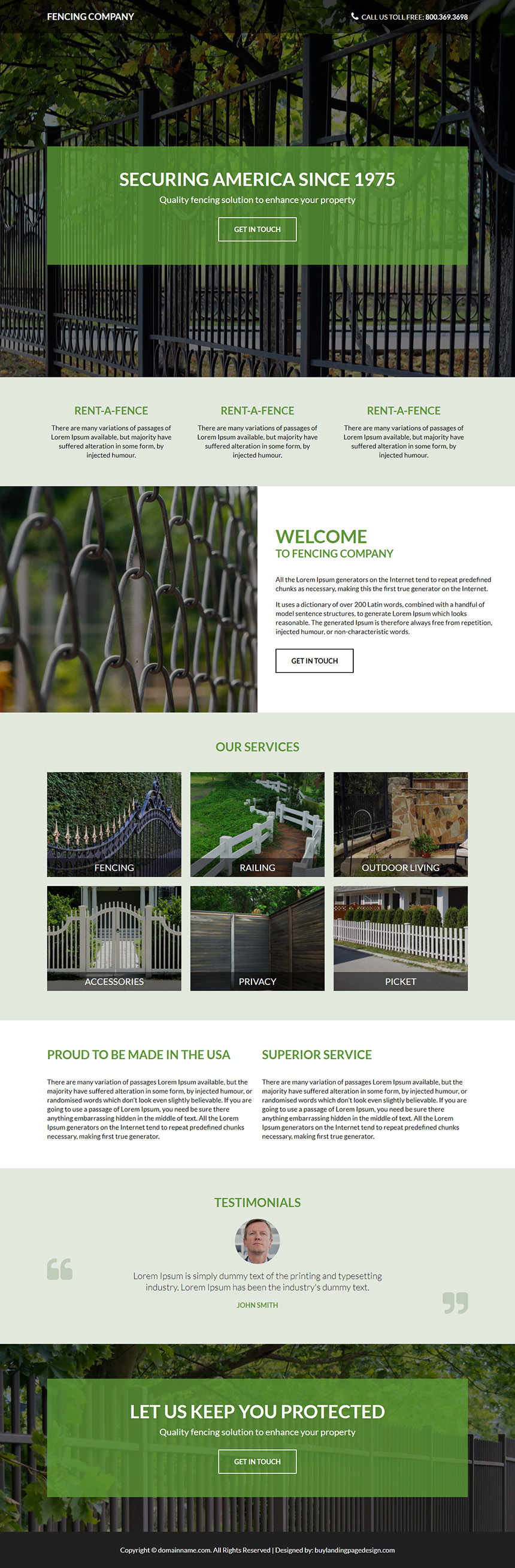 fencing solution company lead capture responsive landing page