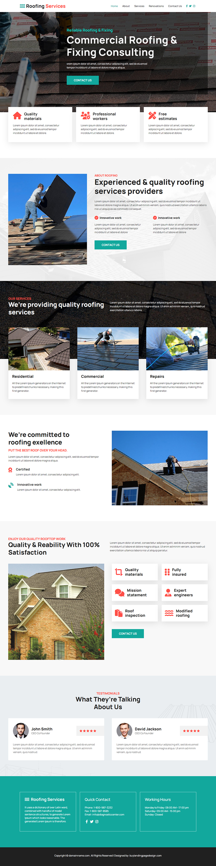 roofing service provider responsive website design