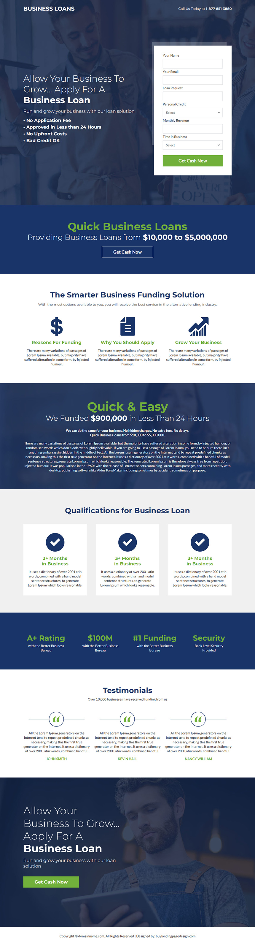 quick business funding responsive landing page
