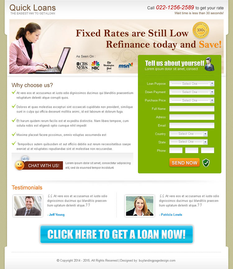 quick loan attractive and appealing landing page design for sale