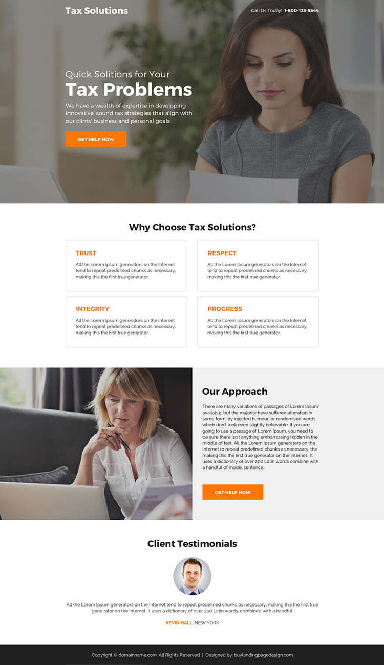 responsive tax solutions appealing landing page design