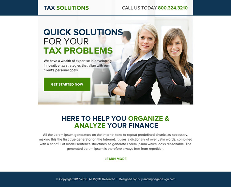 quick tax solution professional ppv landing page design