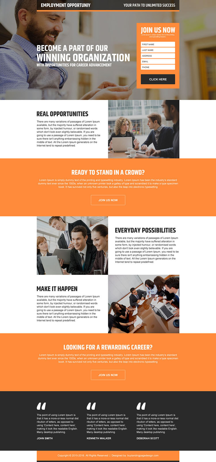 real employment opportunity lead generating landing page design