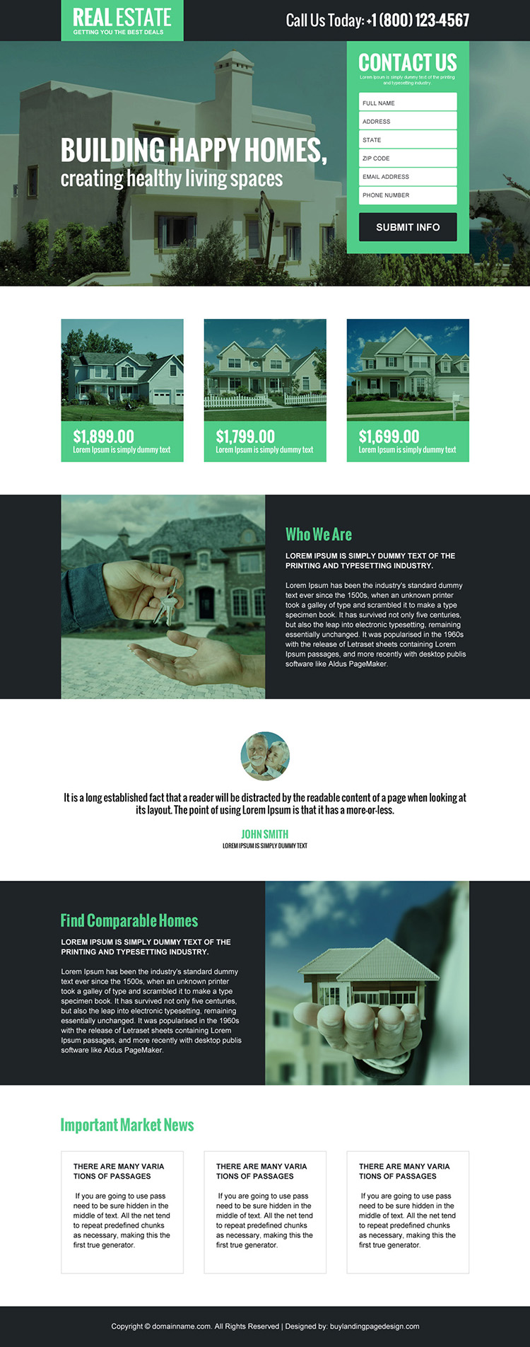 real estate listing responsive landing page design