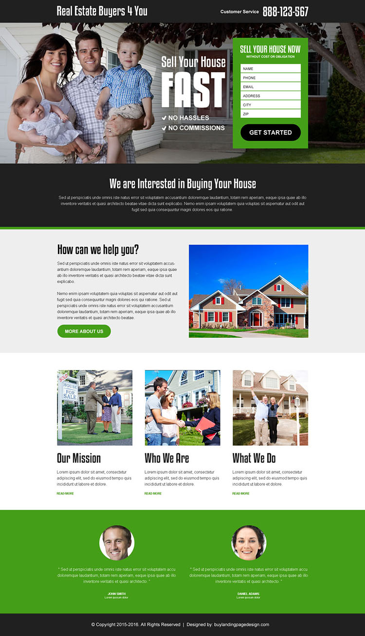 real estate buyer agency lead generation responsive landing page design