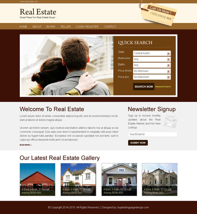 real estate buyer simple and converting lead capture website template psd
