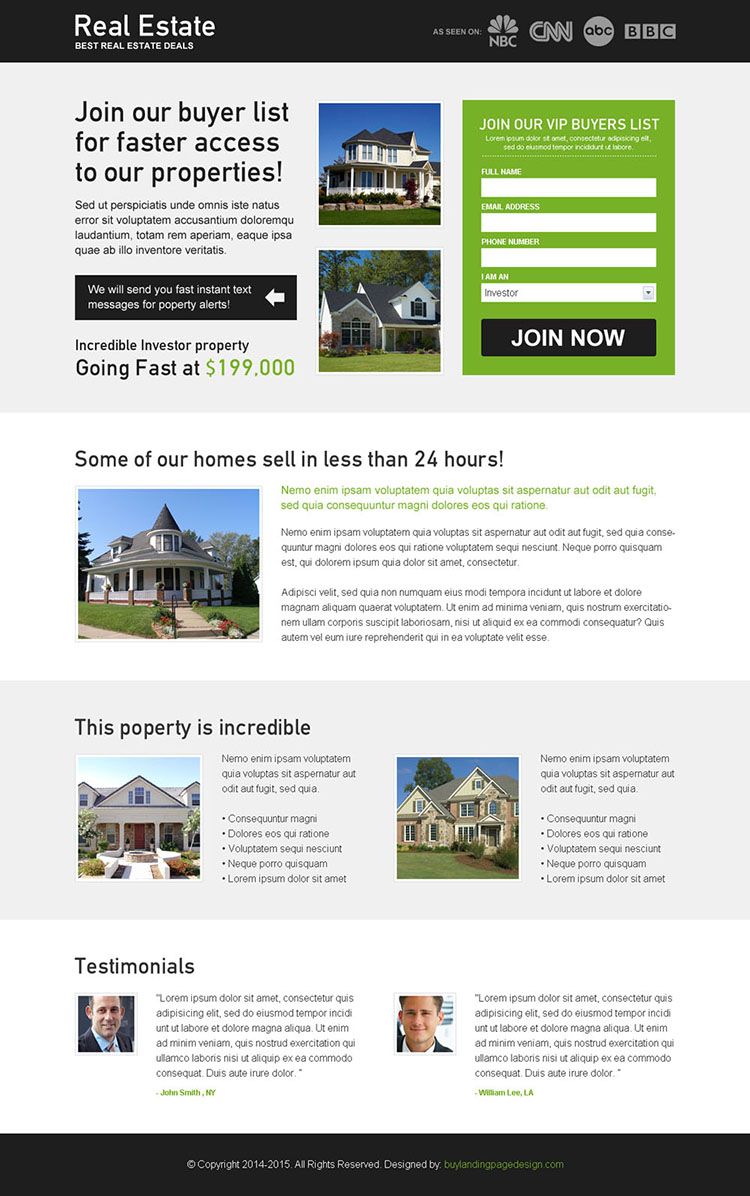 real estate deals buyer list lead capture effective and best landing page design