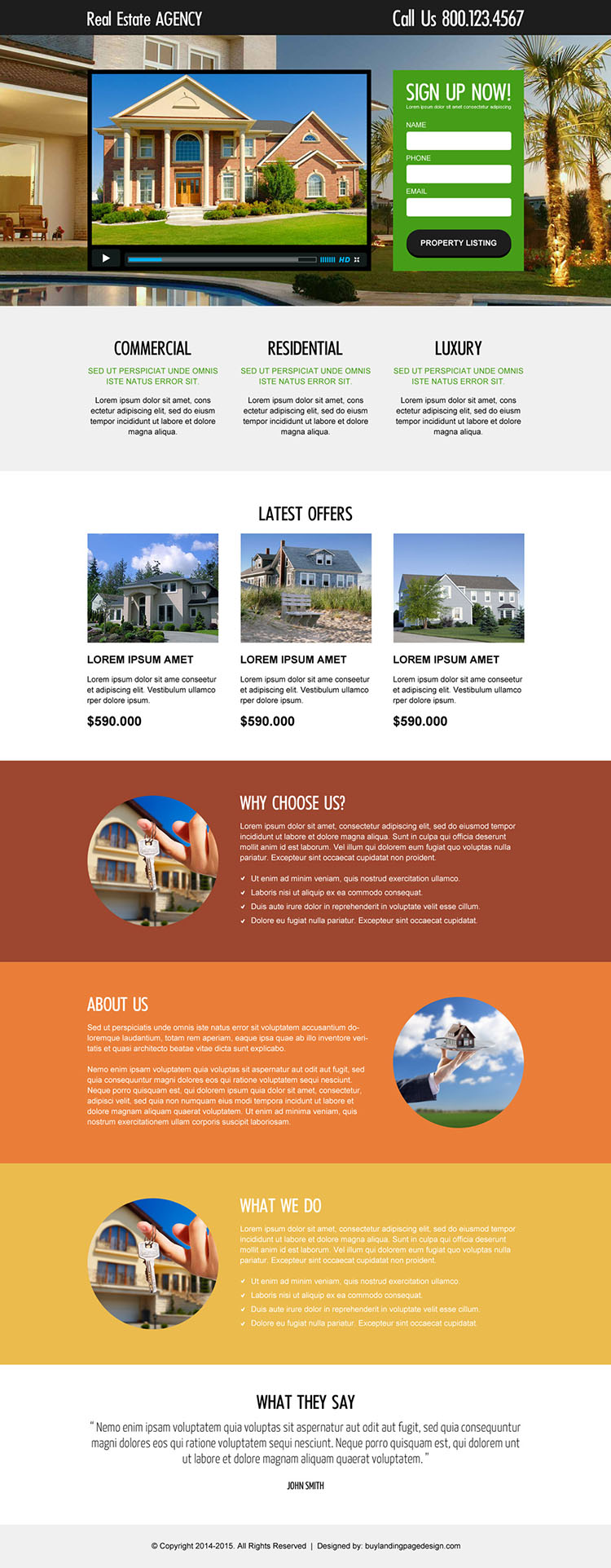 real estate agency lead generating and converting video landing page design
