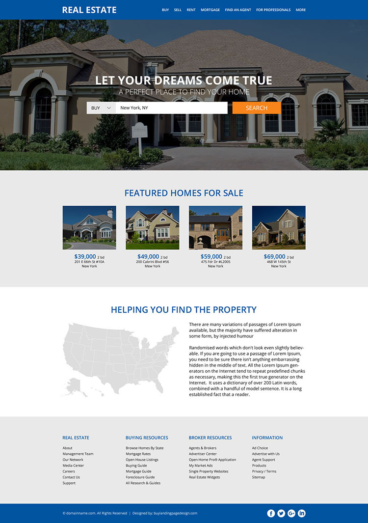 clean real estate property listing responsive website design