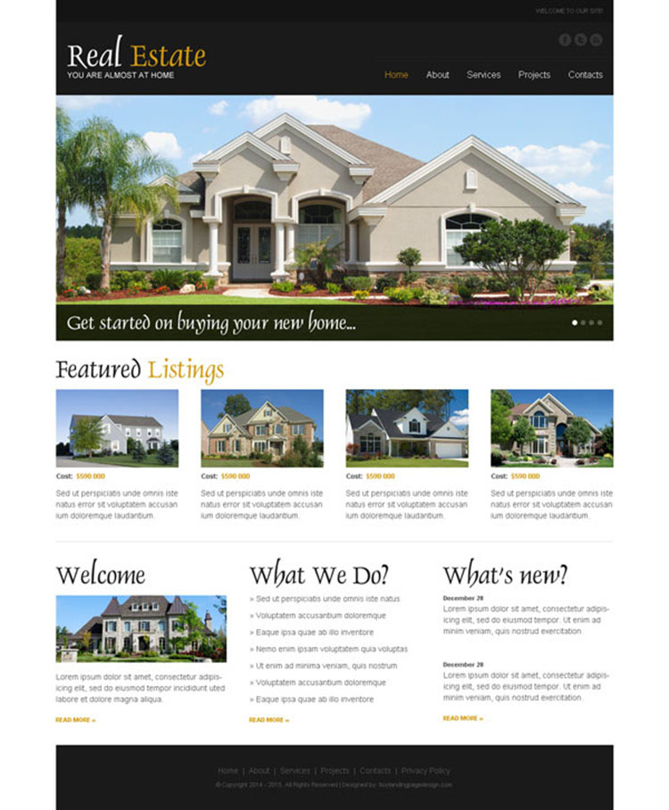 real estate clean and attractive website template psd for your real estate business