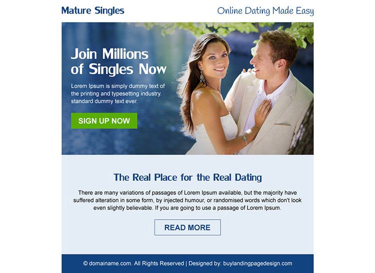 minimal mature singles dating ppv landing page design