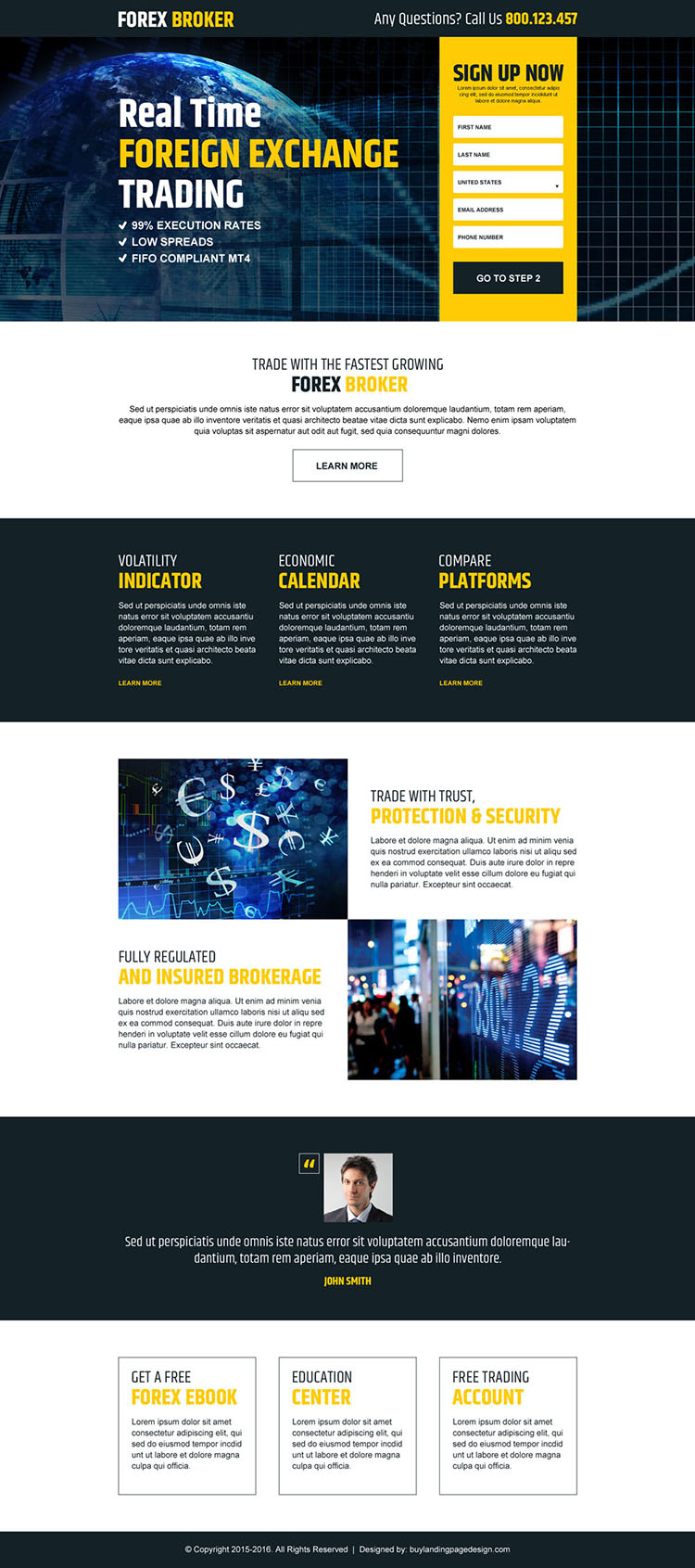 real time foreign exchange trading sign up lead capture landing page