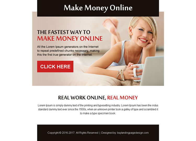 real work real money online ppv landing page design