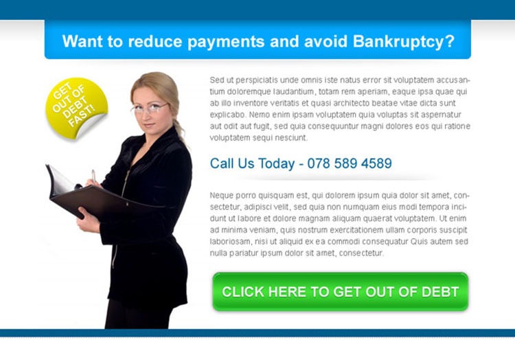 reduce payments and avoid bankruptcy high converting ppv landing page design template