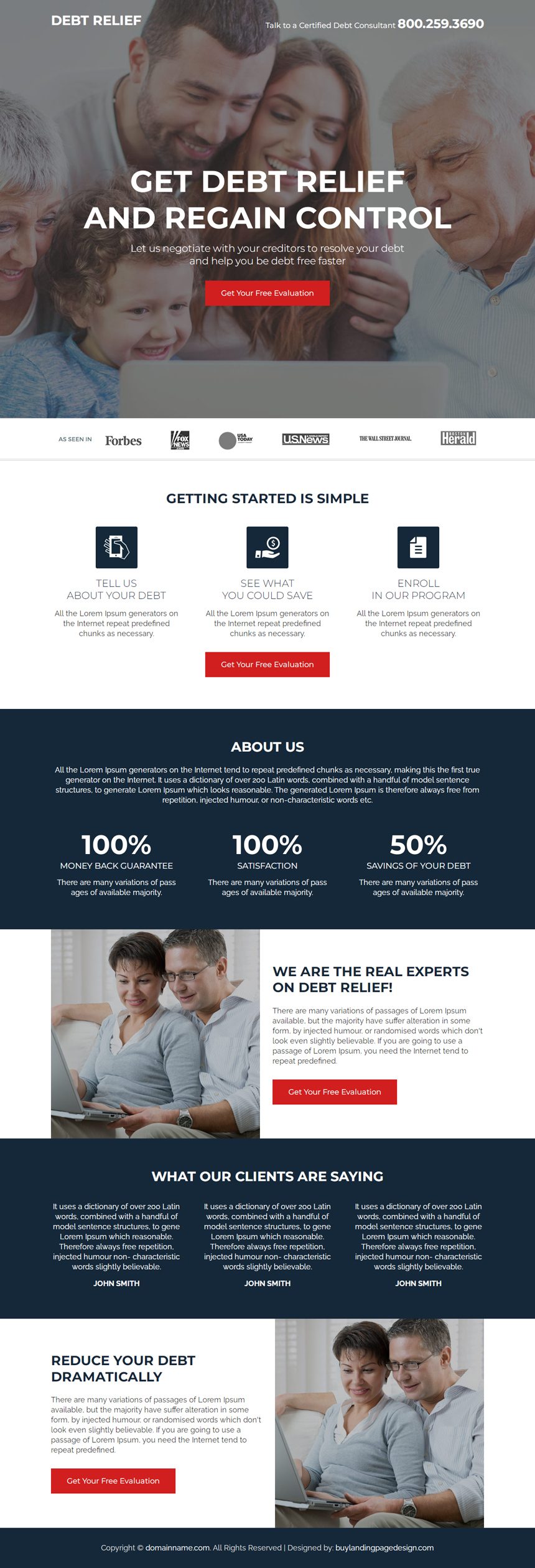 debt relief consultant responsive landing page