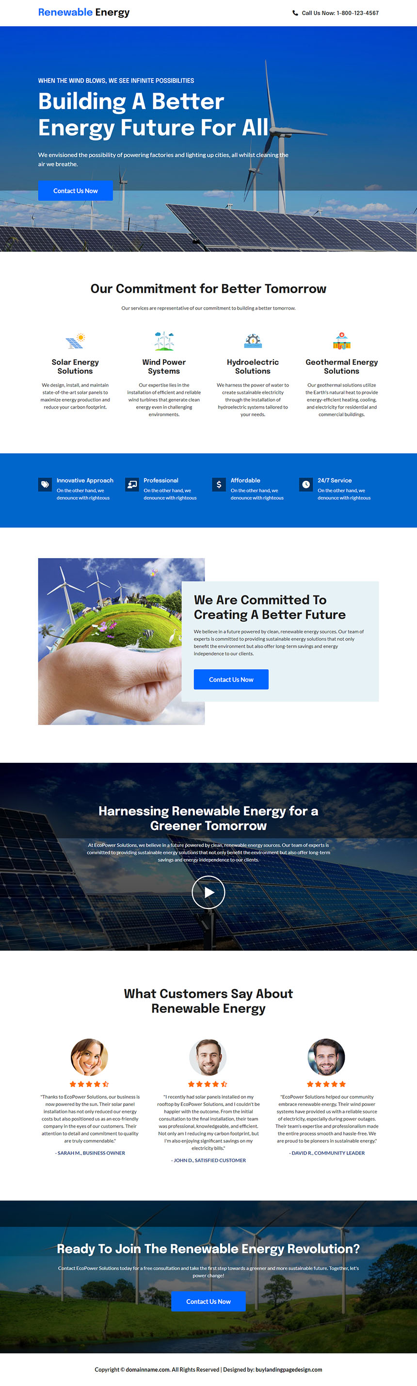 renewable energy responsive lead capture landing page