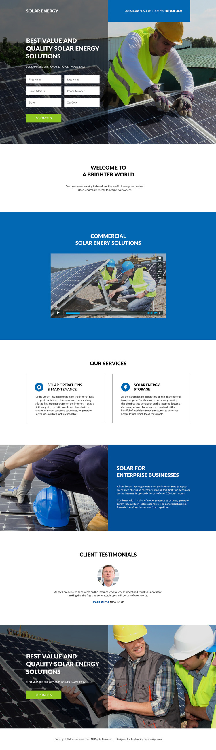 renewable solar energy solutions responsive landing page design