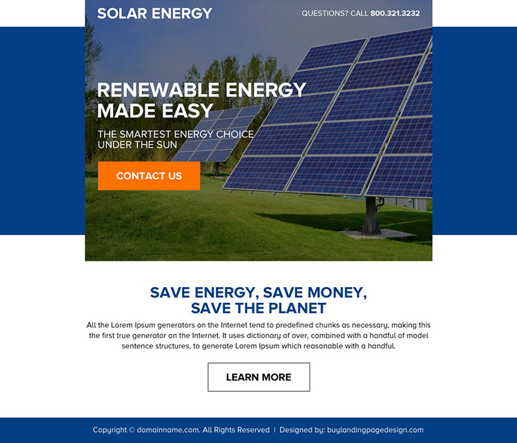 renewable solar energy call to action ppv landing page