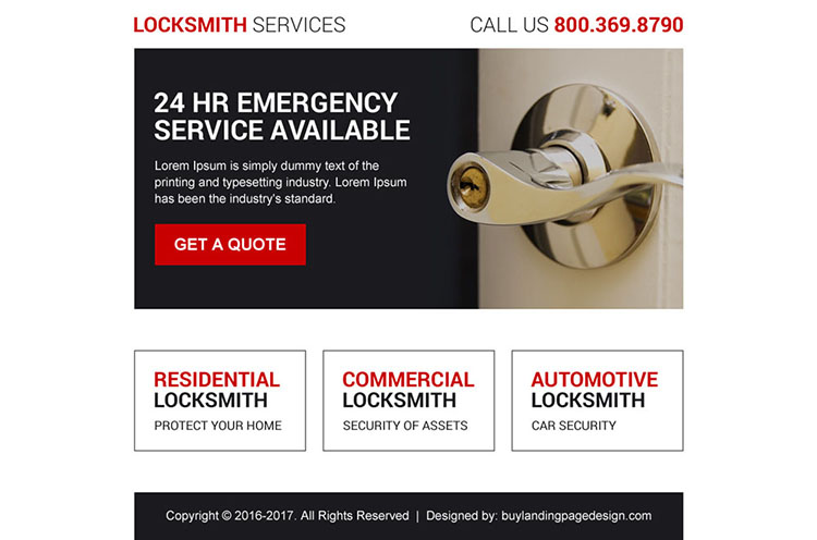 residential and commercial locksmith ppv landing page design