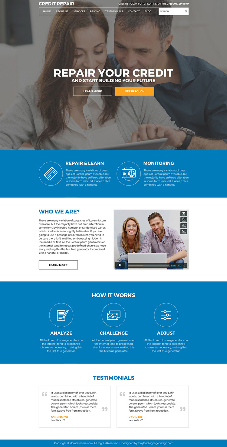 responsive credit repair service website design
