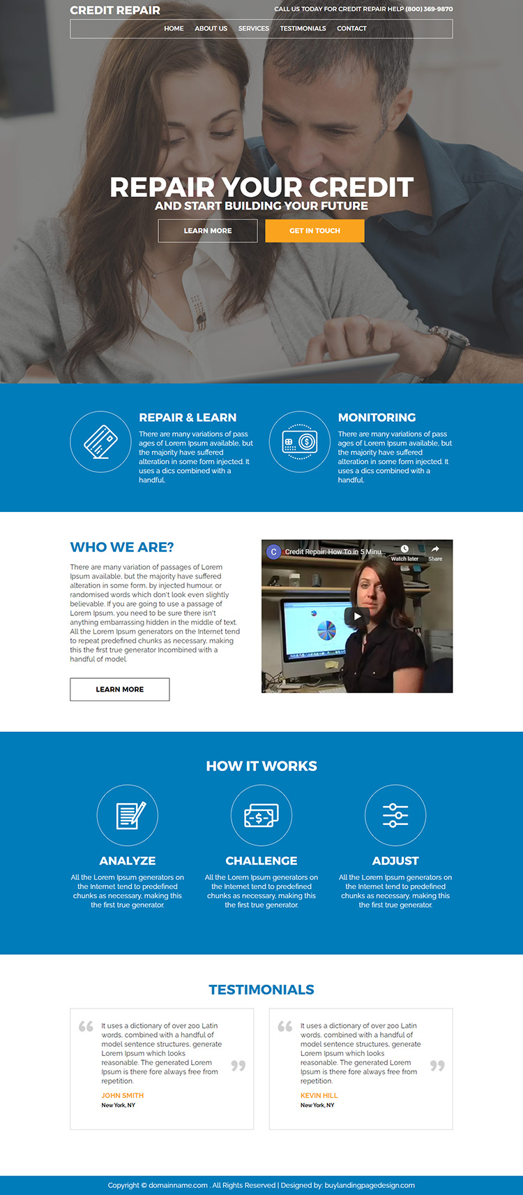 responsive credit repair service website design