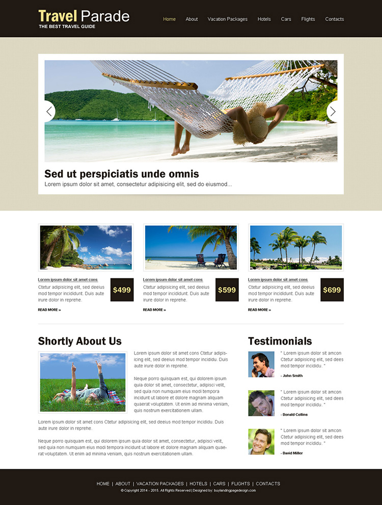 responsive travel business website design template